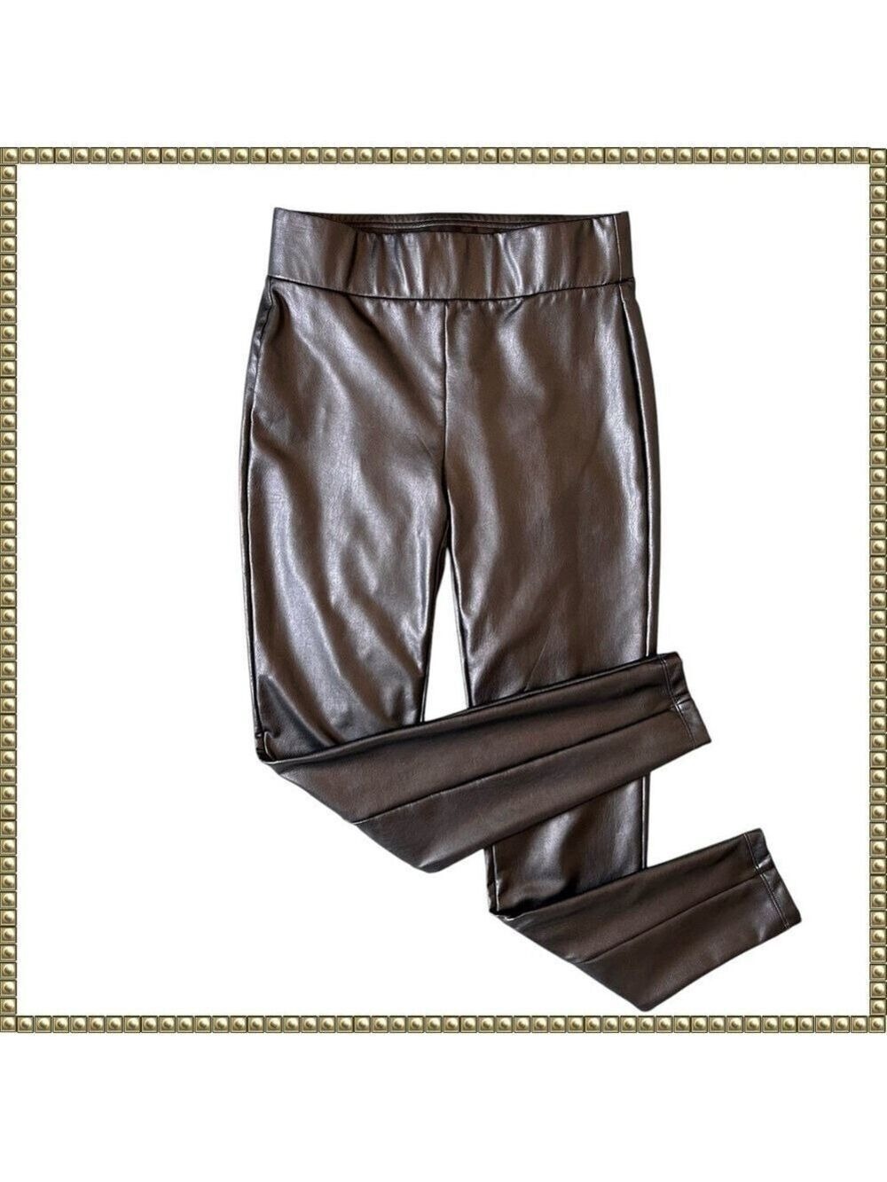 Loft Brown Silver Vegan Leather Skinny Leggings XS